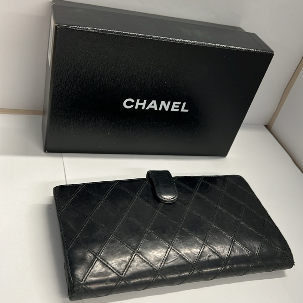 Chanel Black Quilted Lambskin Leather Clutch Long Portef Rab Gous Wallet in Box - Picture 3 of 16